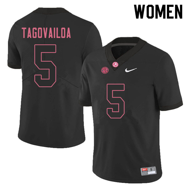 Women #5 Taulia Tagovailoa Alabama Crimson Tide College Football Jerseys Sale-Blackout